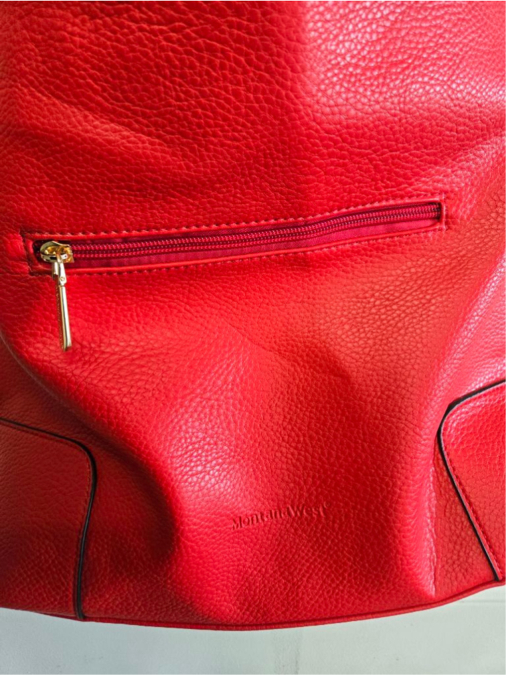 Women's Montana West Red Shoulder Bag One Size with Black Accents - Picture 3 of 6